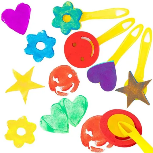 Miniatura 5 de 53 pinceles de pintura para niños, esponjas de pintura, lavables, juego de pinceles de pintura para niños pequeños de aprendizaje temprano, esponjas
