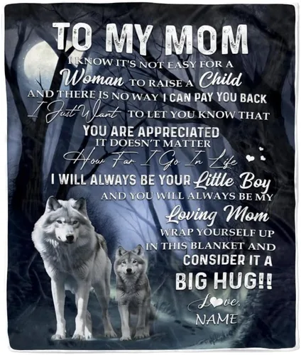 Miniatura 13 de Manta personalizada con texto en inglés «To My Mom from Daughter Wolf I Am Because You are Mom», para cumpleaños, día de la madre, Navidad, manta