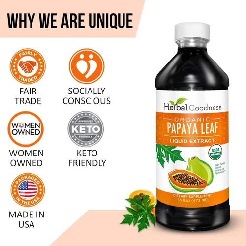 Miniatura 8 de Herbal Goodness Soporte de plaquetas de extracto de hoja de papaya – 15 veces refuerzo de plaquetas en sangre, apoyo de médula ósea y bazo, salud