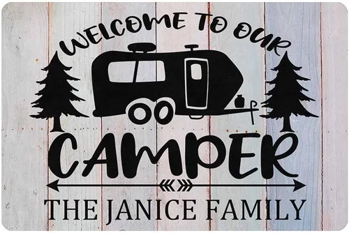 Miniatura 10 de Alfombras de camping con nombre personalizado, bienvenido a nuestra caravana, alfombrillas para exteriores, antideslizantes, coloridas, alfombra