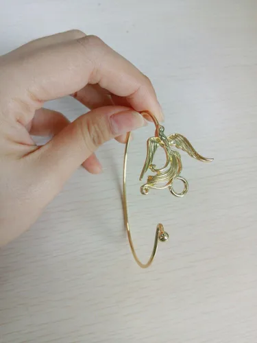 Miniatura 4 de manzhen Gold-tone Phoenix Bangle Buena Suerte pulsera pájaro pulsera estilo chino atar el nudo