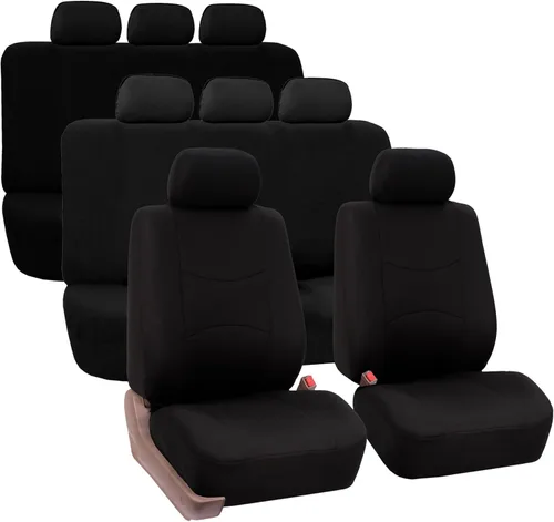 Miniatura 9 de TLH Fundas de Asiento de Coche de Tela Plana Beige 3 Filas, 8 Asientos, Fundas de Asiento Automotrices Universales Accesorios para Coches, Camiones