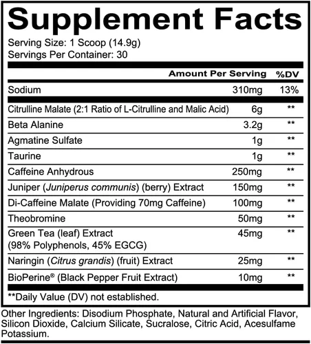 Miniatura 2 de REDCON1 Total War Pre Workout, Dulzura de Arcoíris, L Citrullina, Ácido Málico, Extracto de Hoja de Té Verde para Aumentar la Energía Pre