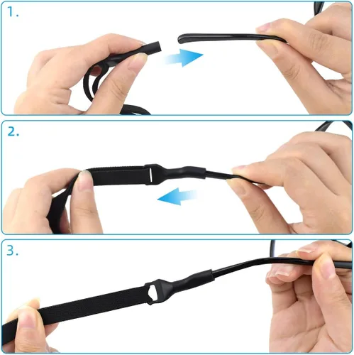 Miniatura 5 de TKYPZY 4 correas para gafas deportivas, lentes de sol, soporte ajustable para lentes para hombres y mujeres (negro), Negro -, Mediana