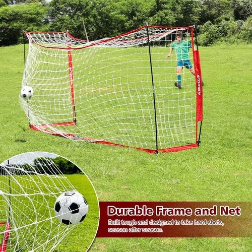 Miniatura 3 de Storgem Portería de Fútbol, Red de Fútbol, Porterías de Fútbol para Patio Trasero, con Marco de Lazo, Base Metálica Plegable y 15 Conos