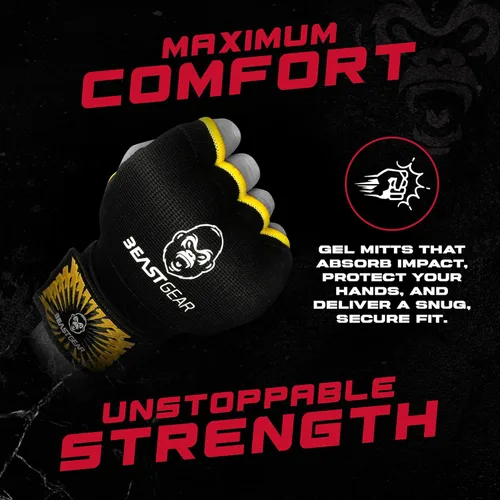 Miniatura 2 de Beast Gear Guantes interiores de boxeo con relleno de gel, correas de muñeca rápidas de 39.4 in para hombres y mujeres - MMA, Muay Thai, Kickboxing