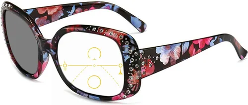 Miniatura 7 de Gafas de lectura fotocrómicas de transición multifocal progresiva para mujer con diamantes de imitación redondos