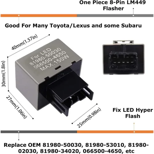 Miniatura 2 de iJDMTOY 8-Pin LM449 81980-50030 066500-4650 Relé de flasher LED electrónico de 8 pines, compatible con Lexus Scion o Toyota, unidad de repuesto