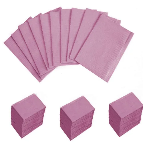 Miniatura 6 de KingWei Baberos dentales desechables de 13 x 18 pulgadas, paquete de 125, baberos dentales suaves e impermeables para cubiertas de bandejas Púrpura