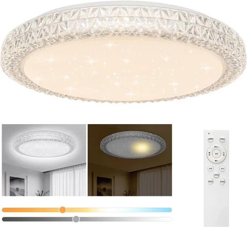 Miniatura 4 de OOWOLF Lámpara de techo LED, 40 W, 15.4 pulgadas, luz de techo regulable, brillo ajustable, lámpara de techo moderna cerca de luces de techo