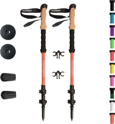 Miniatura 13 de Montem Bastones ultrarresistentes para trekking, caminatas y senderismo - Un par (2 bastones) - Plegables, ligeros, con bloqueo rápido, resistentes