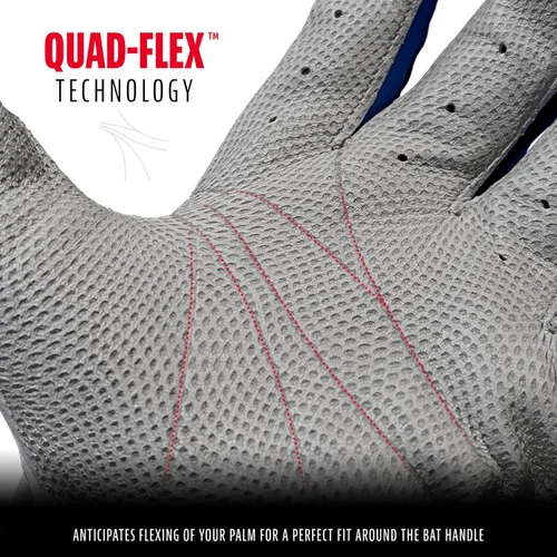 Miniatura 4 de Franklin Sports MLB - Guantes de bateo de béisbol CFX Pro para jóvenes y adultos, béisbol + sóftbol, varios tamaños + colores Gris/Azul marino