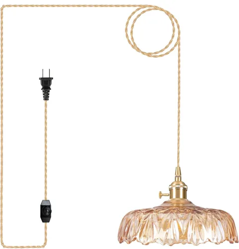 Miniatura 40 de Luces Colgantes para Isla de Cocina, Luz Colgante de Cristal Verde Accesorios de Iluminación Vintage, 9.4 pulgadas E26 Acabado Lámpara Colgante