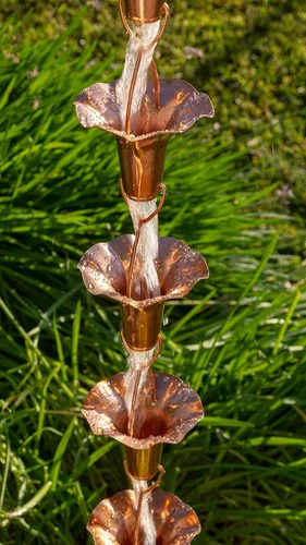Miniatura 5 de Stanwood Rain Chain Morning Glory - Cadena de lluvia de cobre, 8 pies