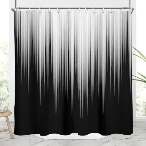Miniatura 24 de AAtter - Cortina de ducha negra y gris con arte abstracto ombre gótico gótico estético para hombres, extra larga XL grande, de tela para decoración