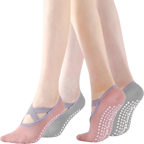 Miniatura 8 de Calcetines de yoga con agarre antideslizante para mujer, talla única, para fitness, deporte, danza de calcetines