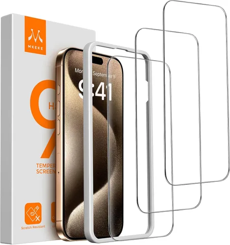Miniatura 7 de Mkeke - Protector de pantalla para iPhone 11/XR, paquete de 3 unidades de vidrio templado [dureza 9H] [marco de fácil instalación] [tacto sensible]