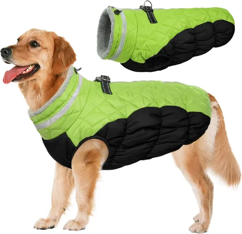 Miniatura 20 de Lelepet Abrigo cálido para perro, abrigo de invierno para perro, chaqueta impermeable para perros con arnés incorporado, chaleco reflectante
