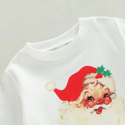 Miniatura 26 de Gueuusu Conjunto de ropa de manga larga para bebé niña con texto en inglés "My 1st Christmas", sudadera de manga larga con pantalones acanalados