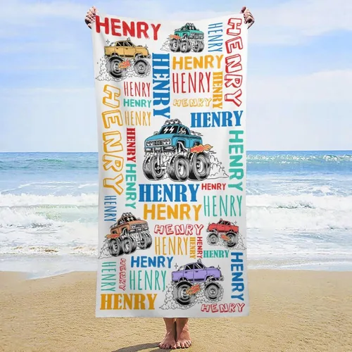 Miniatura 24 de Toallas de playa personalizadas para niños y adultos, regalos personalizados con nombre, toalla de playa de microfibra de gran tamaño de secado
