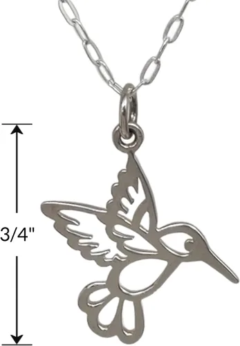 Miniatura 2 de EnCharmed Collar plano de plata de ley con recorte de colibrí, 18 pulgadas