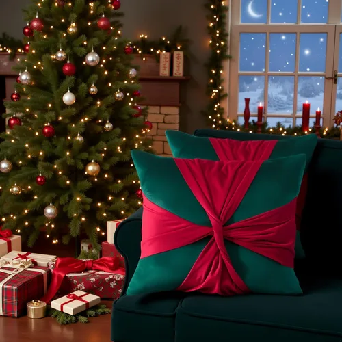 Miniatura 8 de Juego de 2 fundas de almohada de Navidad de 18 x 18 pulgadas, fundas de almohada de terciopelo con ciervos de Navidad color verde oscuro, fundas