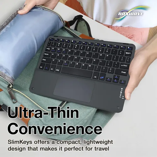 Miniatura 6 de BoxWave Teclado compatible con la tableta Chuwi Hi10, teclado Bluetooth SlimKeys con trackpad, panel táctil delgado portátil, color negro azabache