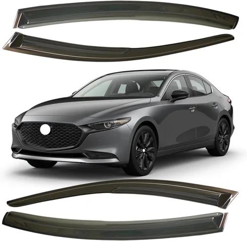 Miniatura 115 de Viseras para ventanas para Mazda 3 Sedán 4 puertas 2004 2005 2006 2007 2008 2009 estilo JDM Mugen, deflector de viento, protector solar y de lluvia