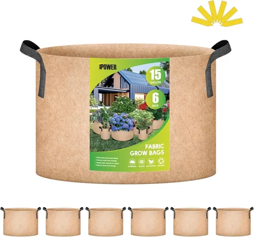Miniatura 20 de iPower Paquete de 12 bolsas de cultivo de 1 galón, macetas de tela no tejida de aireación gruesa resistente con asas de nailon y 12 etiquetas