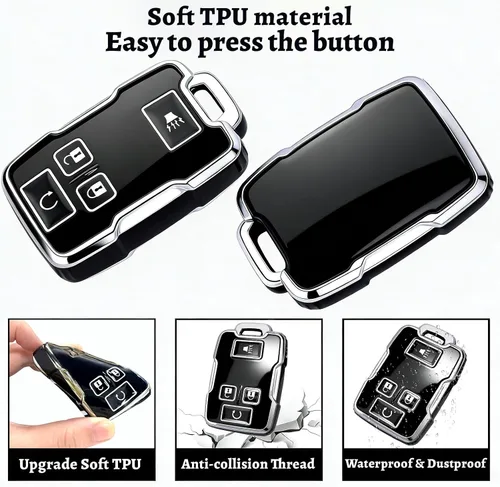 Miniatura 4 de XIYANG TRADE funda para llavero de Chevy con llavero, carcasa de llave de TPU con protección completa compatible con llave remota GMC Chevy Colorado