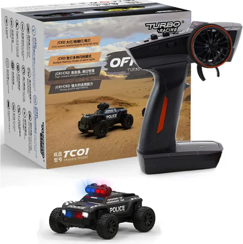 FLYCOLOR Turbo Racing 1:76 C82 RC Truck Car Full Proporciontional RC Mini Sports Car Control remoto para adultos Regalo (negro)