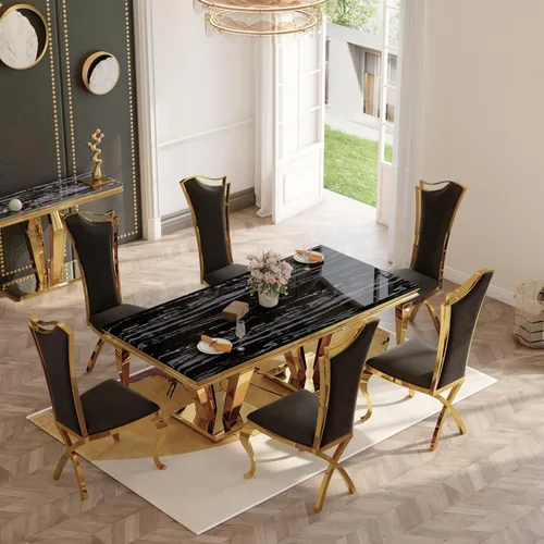 Miniatura 10 de ACEDÉCOR Juego de 2 sillas de comedor de terciopelo, sillas de cocina tapizadas de lujo negras con respaldo alto aerodinámico, modernas y hermosas