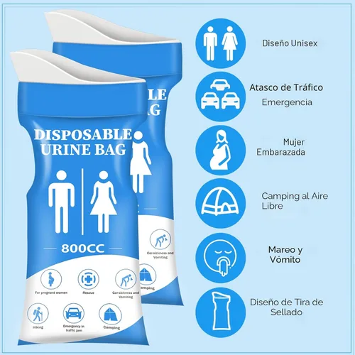 Miniatura 8 de DIBBATU Bolsa de orina desechable, 12/24 bolsas de orina para viajes para mujeres/hombres, bolsa de urinario portátil de emergencia de 27.1 fl oz