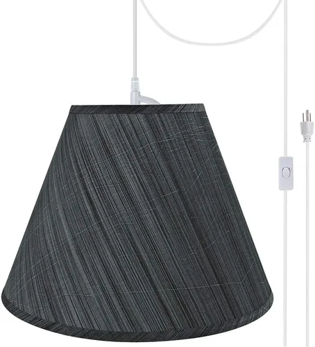 Miniatura 5 de Aspen Creative, 72152-11 - Lámpara colgante de techo colgante con pantalla de tela imperio de tapa dura de transición, 15 pulgadas de ancho