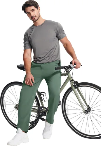 Miniatura 6 de Hebepol Pantalones de senderismo ligeros para hombre, de secado rápido, pantalones deportivos de pesca, correr, entrenamiento, 3 bolsillos