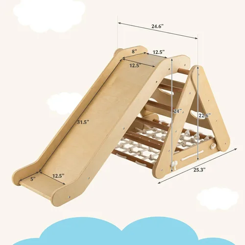 Miniatura 7 de GLACER Triángulo de escalada 4 en 1 con rampa, juego de juguetes de escalada con pared de cuerda, escalera de escalada y escalera de escalada
