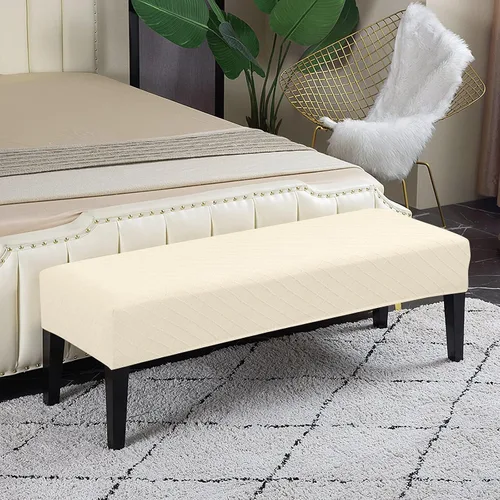 Miniatura 2 de Lebaley Funda Impermeable para Banco de Comedor Elástica Rectangular Protector de Asiento de Banco Funda Deslizable Extraíble Lavable Fundas