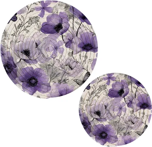 Miniatura 16 de Salvamanteles de flores de amapola otoñal para platos calientes, ollas y sartenes, salvamanteles tejidos de algodón, redondo, grande, decoración