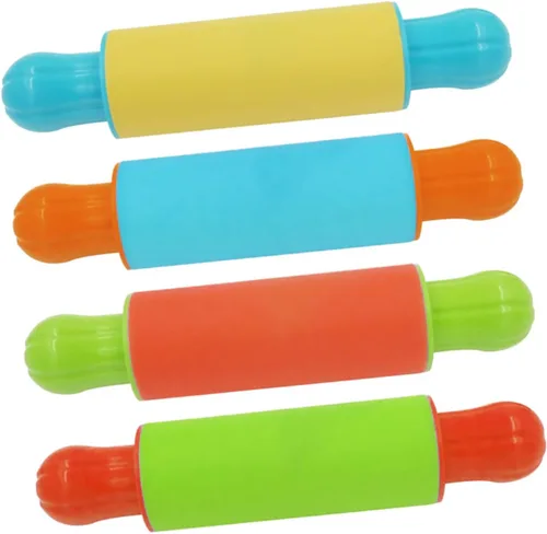 4 rodillos de arcilla para niños, rodillo de plastilina de colores surtidos, herramientas seguras para manualidades para niños mayores de 3 años,