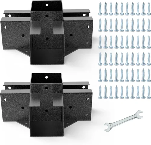 Miniatura 7 de Eapele Kit de pérgola Soportes de esquina para postes de madera de 4x4 (3.5 pulgadas x 3.5 pulgadas), acero recubierto en polvo, ángulo de 90° de 3