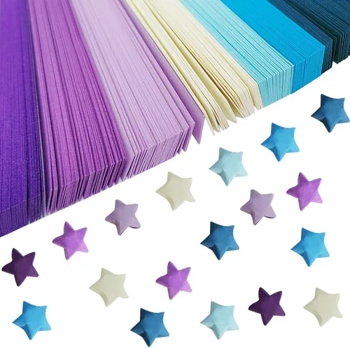 1080 hojas de tiras de papel de estrellas de origami, estrellas de papel de origami de color liso morado, tira de papel de estrella de color,
