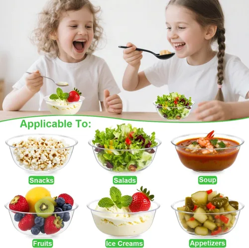 Miniatura 6 de MOACOCK Paquete de 100 cuencos pequeños de plástico transparente, cuencos de ensalada desechables duros de 8 onzas, cuencos desechables para servir