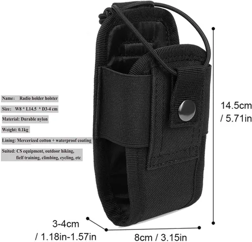 Miniatura 8 de Molle - Funda de radio para walkie talkie para cinturón de servicio, funda de radio, bolsa de intercomunicación táctica de caza (1 paquete, negro)