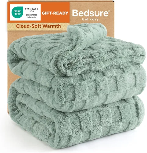 Miniatura 60 de Bedsure GentleSoft - Manta verde salvia para sofá, manta de forro polar a cuadros, regalos de Navidad para mujeres, hombres y niñas, bonita manta