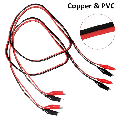 Miniatura 3 de 4 grupos de 1M de clips de cocodrilo eléctricos, cables de prueba aislados con clips de cocodrilo, cables de puente de doble extremo estampados