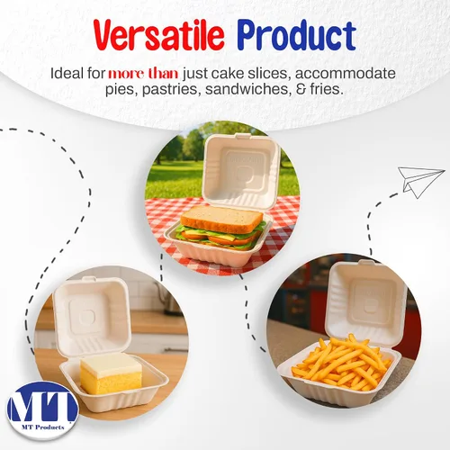 Miniatura 7 de MT Products White Cake Slice Contenedor de 6 x 6 x 3 pulgadas, contenedor desechable para alimentos, paquete de 30