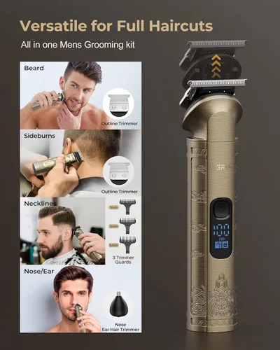 Miniatura 4 de Vgrpro Cortapelos para hombres profesionales, cortapelos inalámbricos para cortar el cabello, juego de cortapelos y recortadoras para hombres