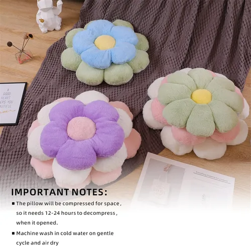 Miniatura 4 de AZCHEN Cojín de almohada de flores Almohada decorativa Almohada de flores para silla Almohada de piso de felpa (19.6 pulgadas, marrón blanco)