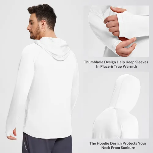 Miniatura 2 de BALEAF Sudadera con capucha para hombre con protección solar UPF 50+ de manga larga, SPFUV, secado rápido, ligera, para entrenamiento de pesca