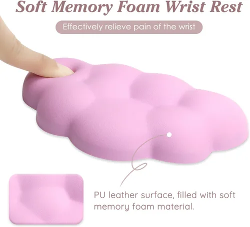 Miniatura 6 de Cloud - Cojín ergonómico para reposamuñecas de ratón de piel sintética suave con espuma viscoelástica para aliviar el dolor de muñeca, almohadilla